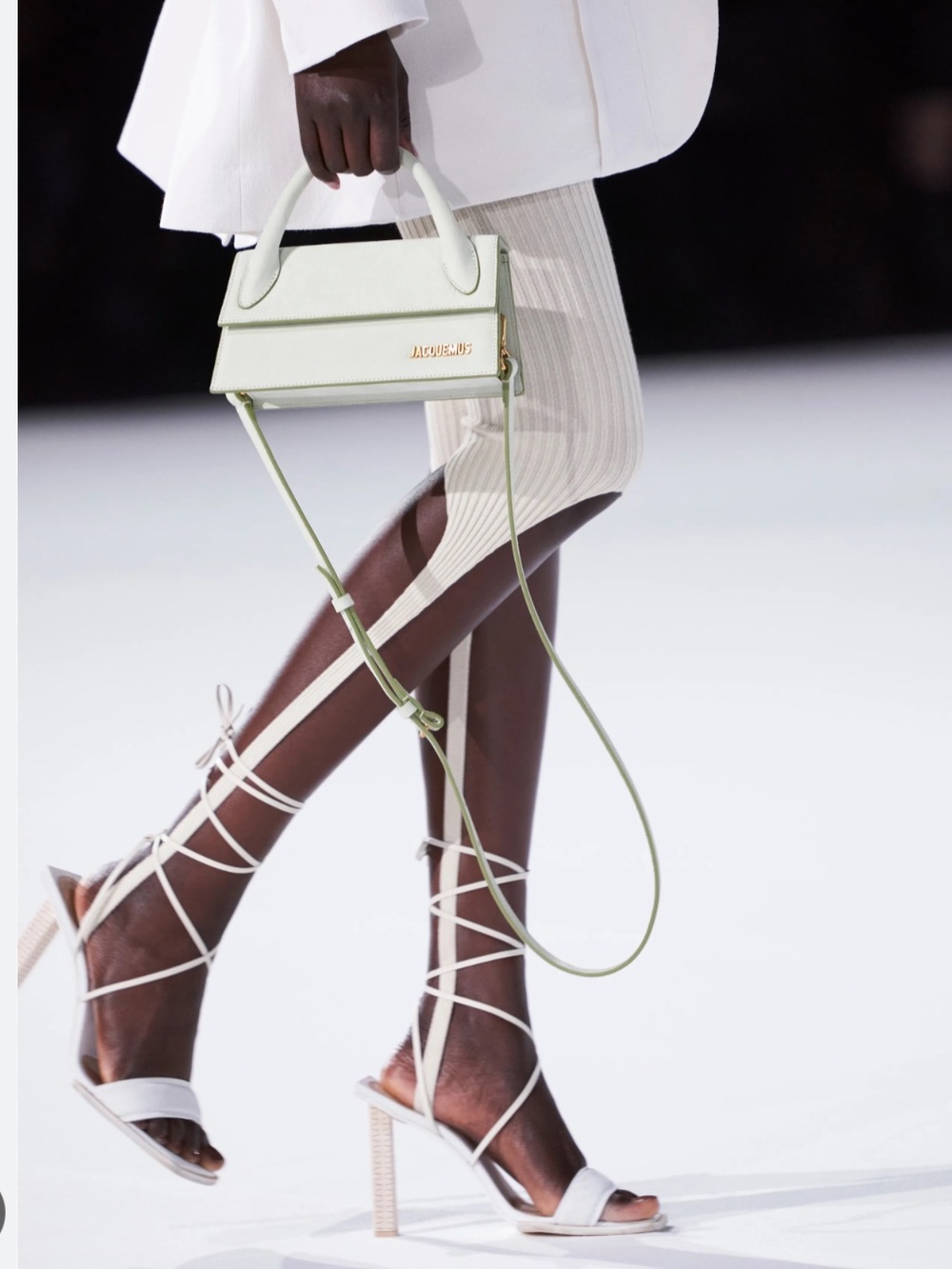 Jacquemus Summer Runway White Lace Up Raffia Heels Sandals 37 Worn Once